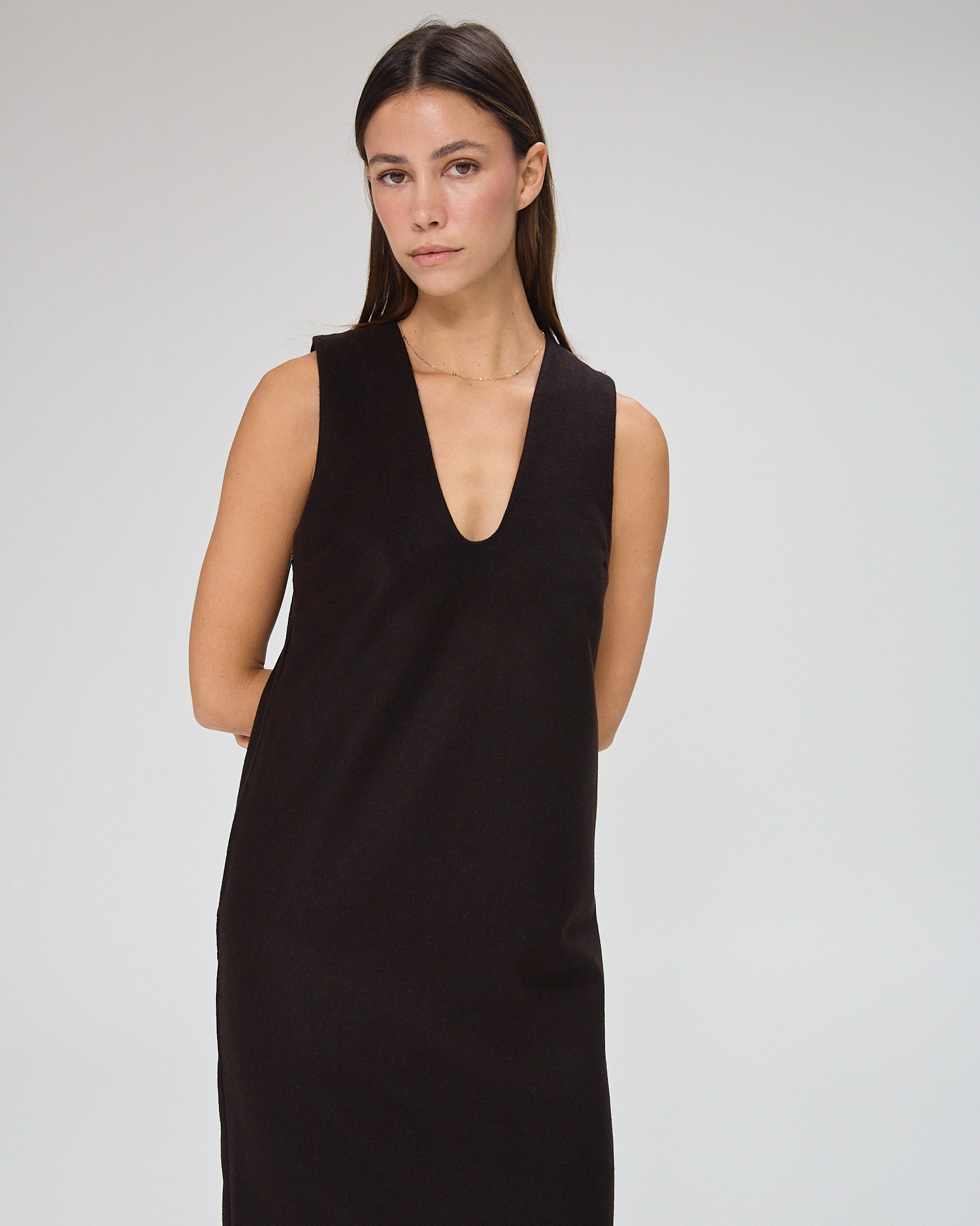 Gabrielle Dress In Brown Wool