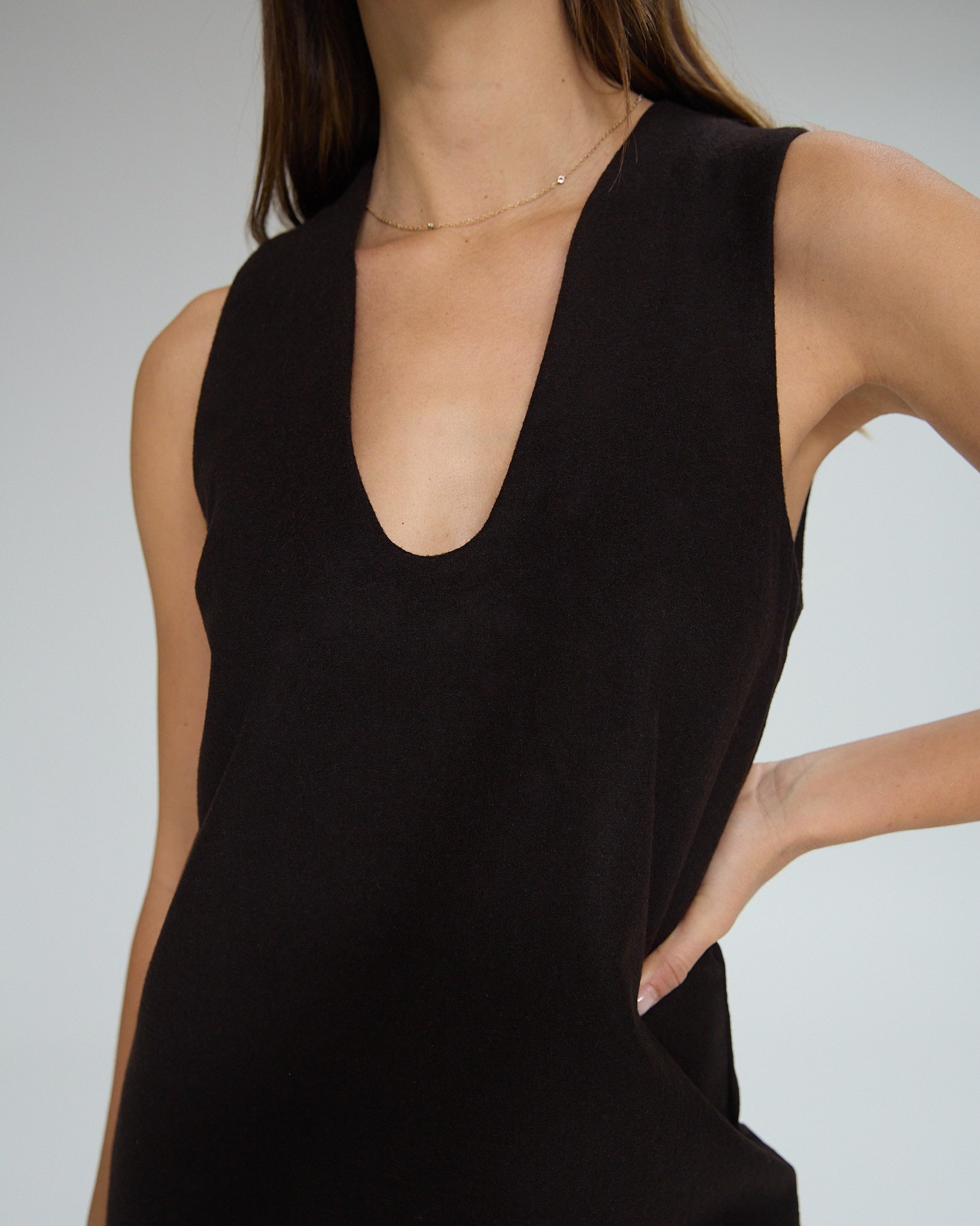 Gabrielle Dress In Brown Wool