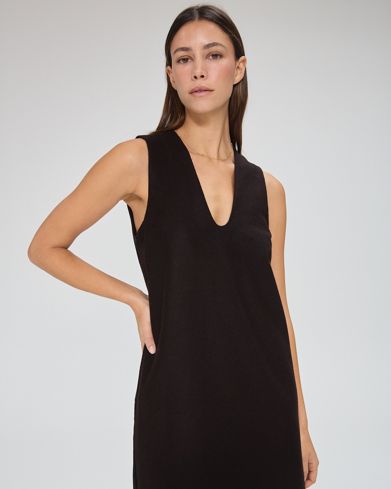Gabrielle Dress In Brown Wool