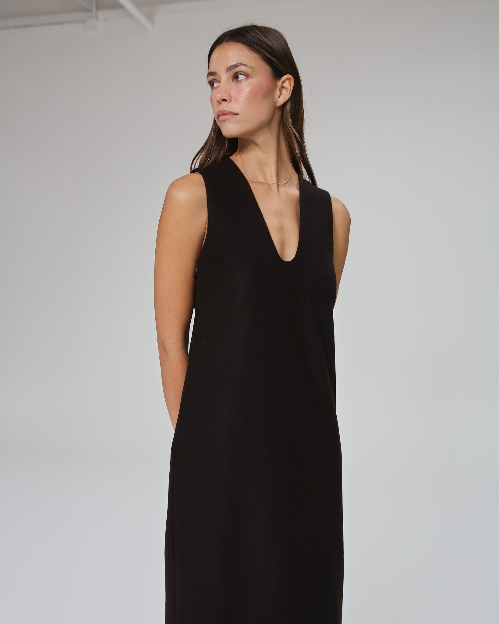 Gabrielle Dress In Brown Wool